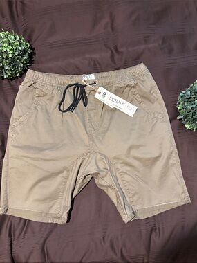 Kuwalla Tee Men’s Khaki Flat Front Pull-On Shorts
